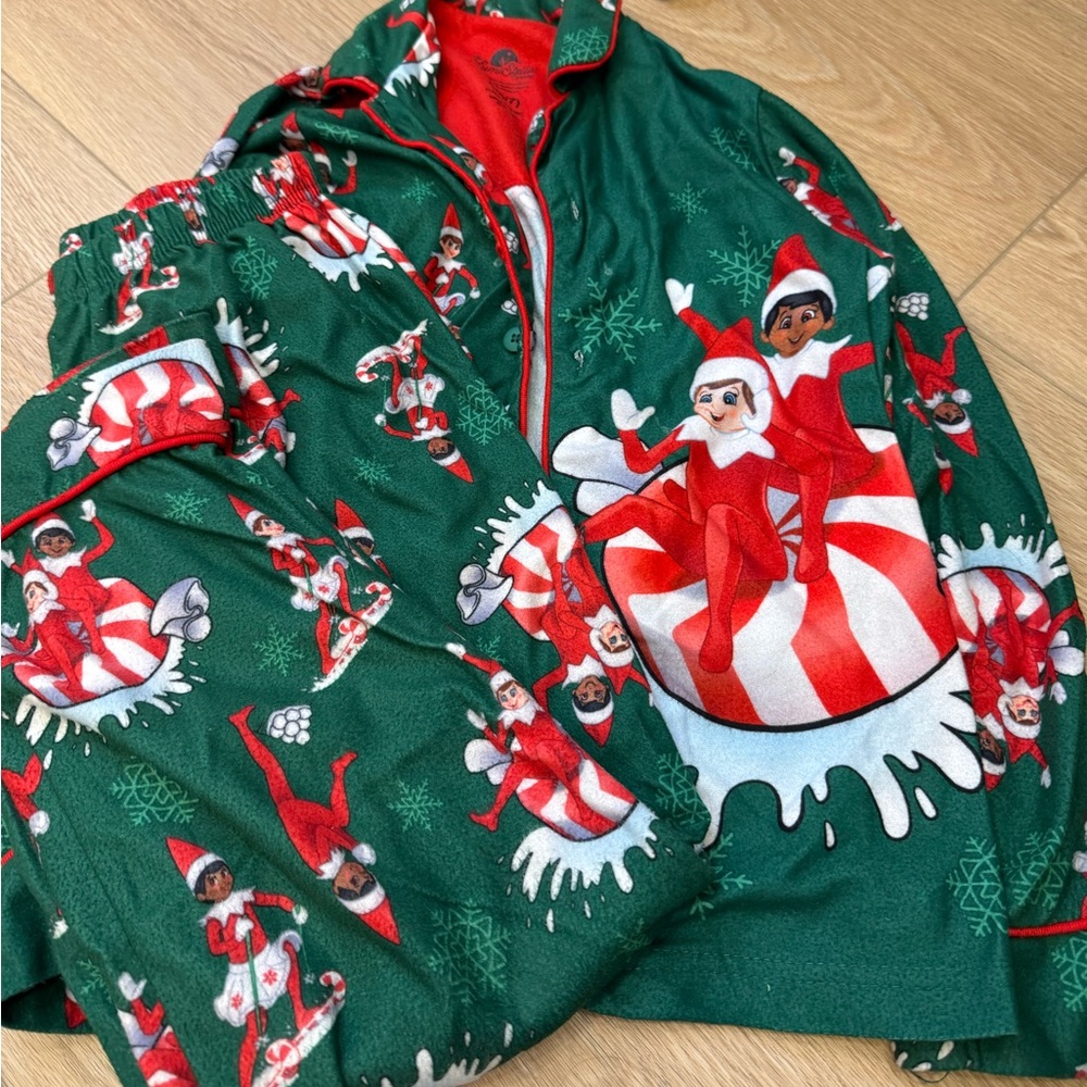 Festive Green Elf Kids Pajamas